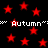 Red star shapes scattered across a black background with repeated white text reading 'Autumn' in pixelated font.