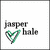 Pixelated icon with text 'Jasper' above a green heart symbol and 'hale' below it on white background.