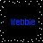 Four blue 'Webbie' text labels arranged in a on a black background with scattered white dots, some of which move between frames