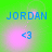 Green background with blue text 'JORDAN' and '<3', pink glow shifting position across four