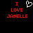 Pixelated red text "I LOVE JANELLE" on black background with white heart symbol above first line of text.