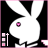 Pixelated white rabbit with pink gem eye on black background, showing two distinct animation states.