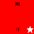 A split-screen animation with red and white sections showing 'Hi' text, smiley faces, and star icons changing color between frames.