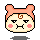 Pixel art character with peach hair, brown spiral mark, pink cheeks, and black eyes in four expressions: neutral, angry, sad, and stern.