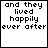 A 5x5 contact sheet of animated frames showing the phrase "and they lived happily ever after" with progressive text color changes from black to pink and partial character truncation in later frames.