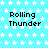 Static image with light blue background covered in white star patterns and repeated black text "Rolling Thunder" across the frame.