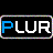 Animated contact sheet of six frames showing the word "PLUR" in pixelated text with shifting blue letter emphasis across a black background.