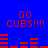 Blue background with red pixelated text "GO CUBS!!!!!" and red bar graph elements in two repeated horizontal sections.