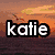 Pixelated landscape scenes with overlaid text 'katie' and 'kaitlyn' in bold white font with black outlines, displayed in a