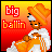 Pixelated character with orange turban and white clothing against red gradient background, displaying 'big ballin' text.