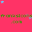 Animated pink background with scattered blue and purple stars, green text repeating 'franksicons.com' across three horizontal