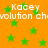Static orange background with green stars and repeated white text reading "Kacey" above "volution chwolution ch".