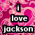 Pink and magenta heart-shaped swirls fill the background with white text reading "i love jackson" in bold black-outlined letters.