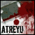 A static image with red splatter over a gray and white background, featuring bold black text reading ATREYU, LIVE, LOVE, BURN, DIE.