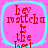Four identical square with cyan borders on a pink background, each containing red pixelated text reading "hey matcha is the best"