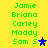 Green text names on yellow background with blue and purple star icons next to 'Sam S' in two