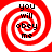 Four identical red and white spiral patterns with black text reading 'you will obey me' arranged in a