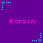 Purple background with repeated pink 'Karson' text and cyan star-shaped pixel art elements in various positions.