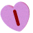 A pink heart-shaped object with a red vertical stripe rotates through multiple angles against a gray background.