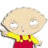 A 3x3 contact sheet of a Family Guy character animation showing text progression and pose changes across frames with blue pixelated text on white background.