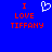 Blue background with red text reading "I LOVE TIFFANY" and a white pixelated heart symbol above the left side of the text.