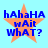 A light blue background features a central orange star with blue text reading "hAhaHA wAit WhAT?" in a pixelated font, with four identical copies arranged in a