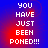 Blue and red gradient background with white pixelated text reading "YOU HAVE JUST BEEN POKED!!!" in four identical