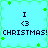 Pixelated turquoise background with green star-like accents, displaying 'I <3 CHRISTMAS!' text in dark blue across four identical quadrants.