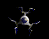 A small animated icon of a starfighter with blue and white rotating against black backgrounds