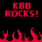 Red pixelated text "KBB ROCKS!" appears twice above red flames on a black background, with no visible motion changes across observations.
