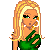 Pixel art contact sheet showing multiple frames of a blonde cartoon woman in green and navy outfit with text "IM A PIMP" on right side.