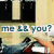 Pixelated image with text 'me ll you?' over a background featuring dark rectangular shapes and a figure in red clothing holding an object.