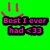 Green background with pink text reading 'Best I ever had <33' and two vertical pink bars above the text.