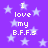Purple background with white stars and repeated text "I love my B.F.F.s" in pixelated font.