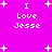 Bright magenta background with white pixelated text reading "I Love Jesse" and scattered plus signs in a pattern