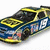 Blue and yellow race car with number 19, featuring multiple sponsor logos including 'TNT' on the side.