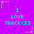 A static image with a bright purple background featuring repeated text "I LOVE TRACK<33" in cyan pixelated font, surrounded by white and light purple star-shaped decorations.