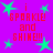 A static image with a bright purple background featuring repeated red text and green star shapes in pixelated style.