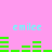 Pixelated cyan text 'emilee' appears above green horizontal bars on a pink background, with two identical frames showing bar height variations.