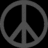 Three gray peace symbols arranged in a with the bottom-right empty, set against black and white backgrounds