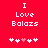 Red background with white pixelated text reading "I Love Bolaizs" and five heart symbols below, two versions showing different heart animation states.