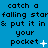 Blue background with repeated black text 'catch a falling star & put it in your pocket' and white star symbols that change from plus to cross to dot across three views.
