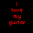 Red pixelated text on black background reads 'i love my guitar' in two vertical with slight variations between frames