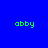 Four square display the text 'abby' in green pixelated font against solid blue, purple, orange, and purple backgrounds