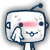 Pixelated robot icon with white body, blue outline, and pink eye stripe; left hand raised in greeting gesture.