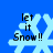 Blue background with four light blue snowflakes, each overlaid with black text reading 'let it Snow!!' in a pixelated font.