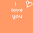 Pixelated orange background with white text 'i love you' on left and right, heart symbol between them.
