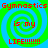 Four identical display red text on a green and blue spiral background with no visible animation changes