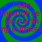 Four identical spiral patterns with green and blue concentric circles, overlaid with red text reading "I can hypnotize you with my cutnessmy cutness".