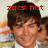 A pixelated image of a person with brown hair and a white shirt, overlaid with red text in four distinct sections.
